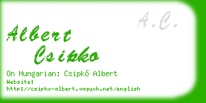 albert csipko business card